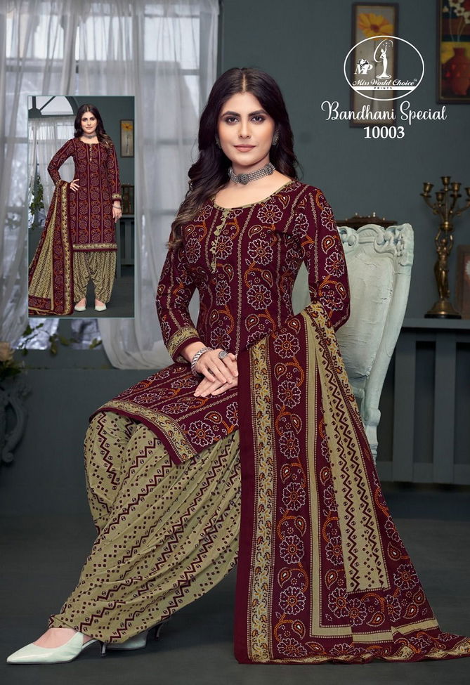 Bandhni Vol 10 By Miss World Printed Cotton Dress Material Suppliers In India
